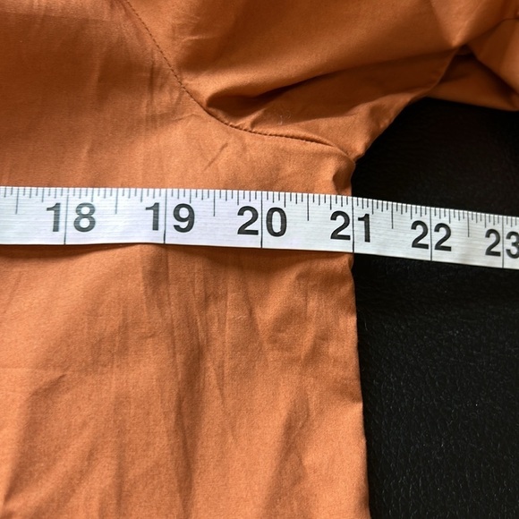 J Crew Tie sleeve button front cotton poplin top Orange Fall Relaxed Sz M NEW - Picture 12 of 13